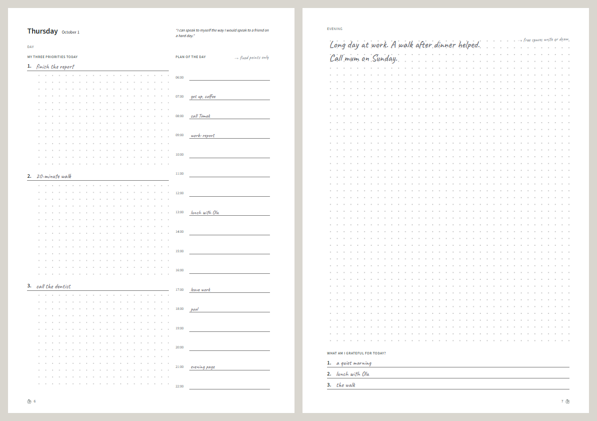 Day spread, Basic
