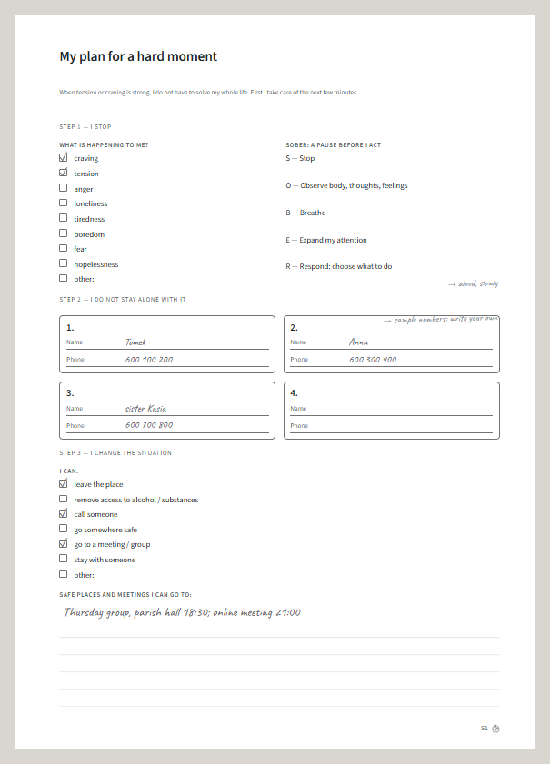 “My plan for a hard moment”, with the example filling